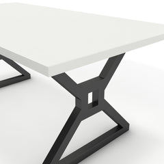 Étkezőasztal - Mandira fekete lábbal - Alpesi fehér, méret: 180x90