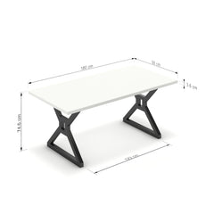 Étkezőasztal - Mandira fekete lábbal - Alpesi fehér, méret: 180x90