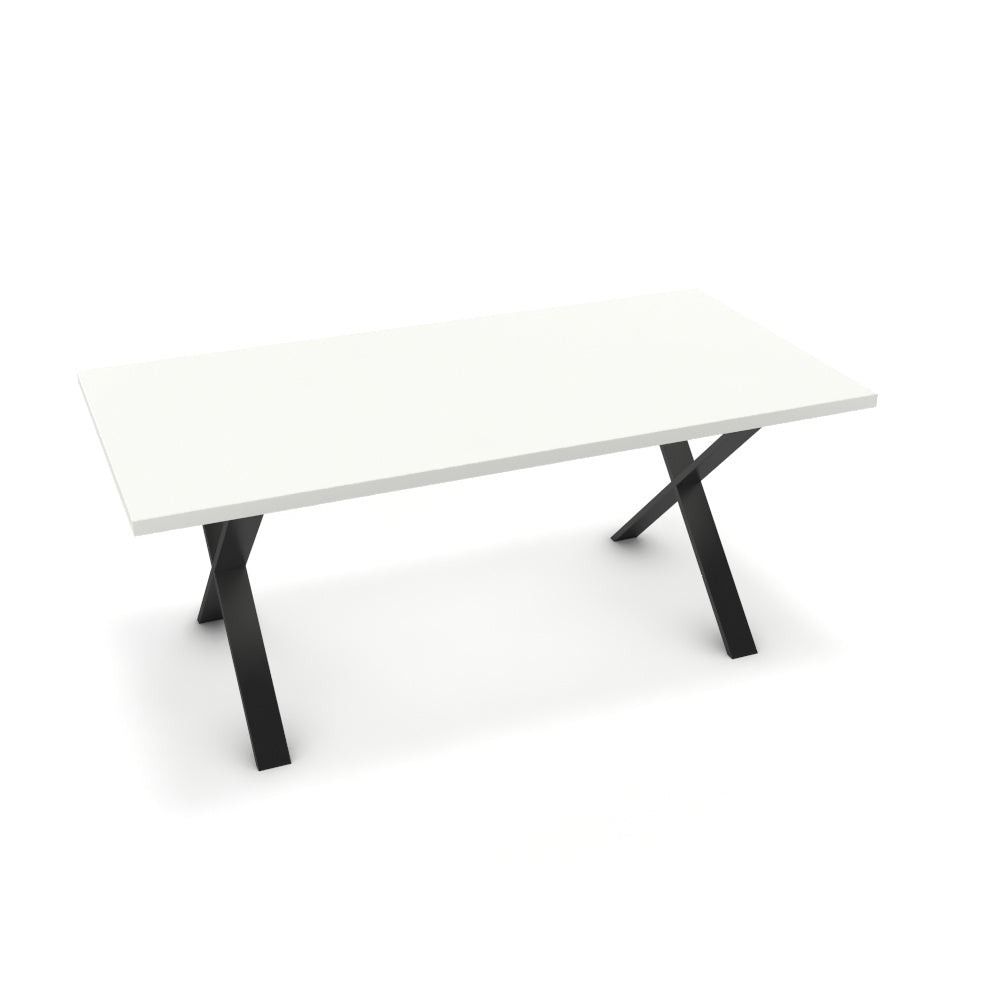 Étkezőasztal - Préma fekete lábbal - Alpesi fehér, méret: 180x90