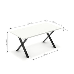 Étkezőasztal - Préma fekete lábbal - Alpesi fehér, méret: 180x90