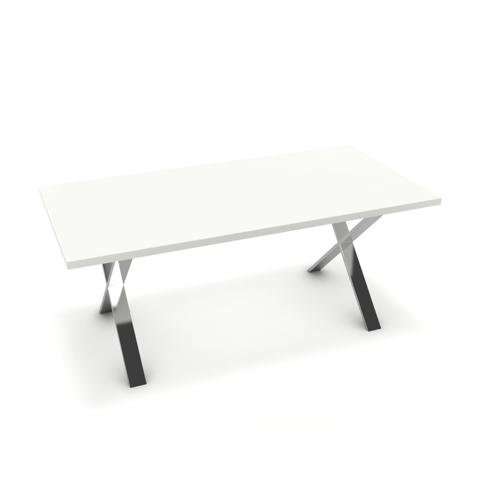 Étkezőasztal - Préma króm lábbal - Alpesi fehér, méret: 180x90