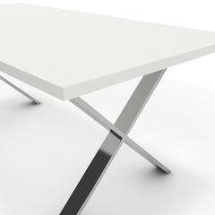 Étkezőasztal - Préma króm lábbal - Alpesi fehér, méret: 180x90