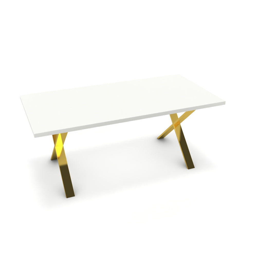 Étkezőasztal - Préma arany lábbal - Alpesi fehér, méret: 180x90