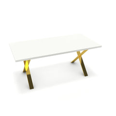 Étkezőasztal - Préma arany lábbal - Alpesi fehér, méret: 180x90