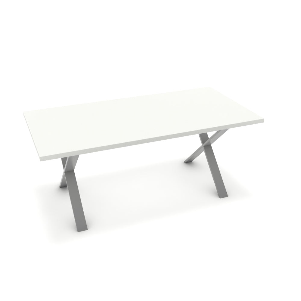 Étkezőasztal - Préma festett ezüst lábbal - Alpesi fehér, méret: 180x90