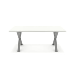 Étkezőasztal - Préma festett ezüst lábbal - Alpesi fehér, méret: 180x90