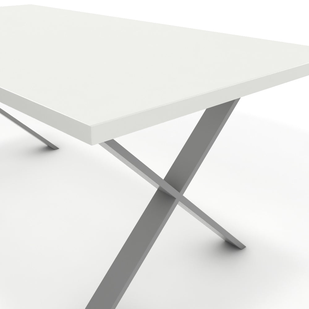 Étkezőasztal - Préma festett ezüst lábbal - Alpesi fehér, méret: 180x90