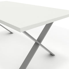 Étkezőasztal - Préma festett ezüst lábbal - Alpesi fehér, méret: 180x90