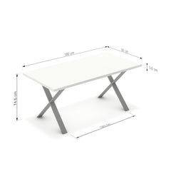 Étkezőasztal - Préma festett ezüst lábbal - Alpesi fehér, méret: 180x90