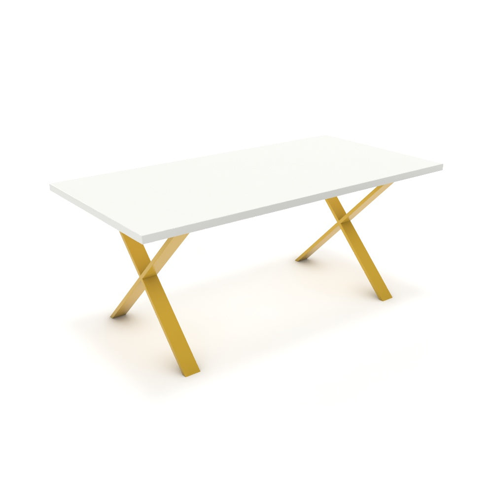 Étkezőasztal - Préma festett arany lábbal - Alpesi fehér, méret: 180x90