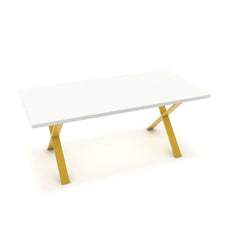 Étkezőasztal - Préma festett arany lábbal - Alpesi fehér, méret: 180x90
