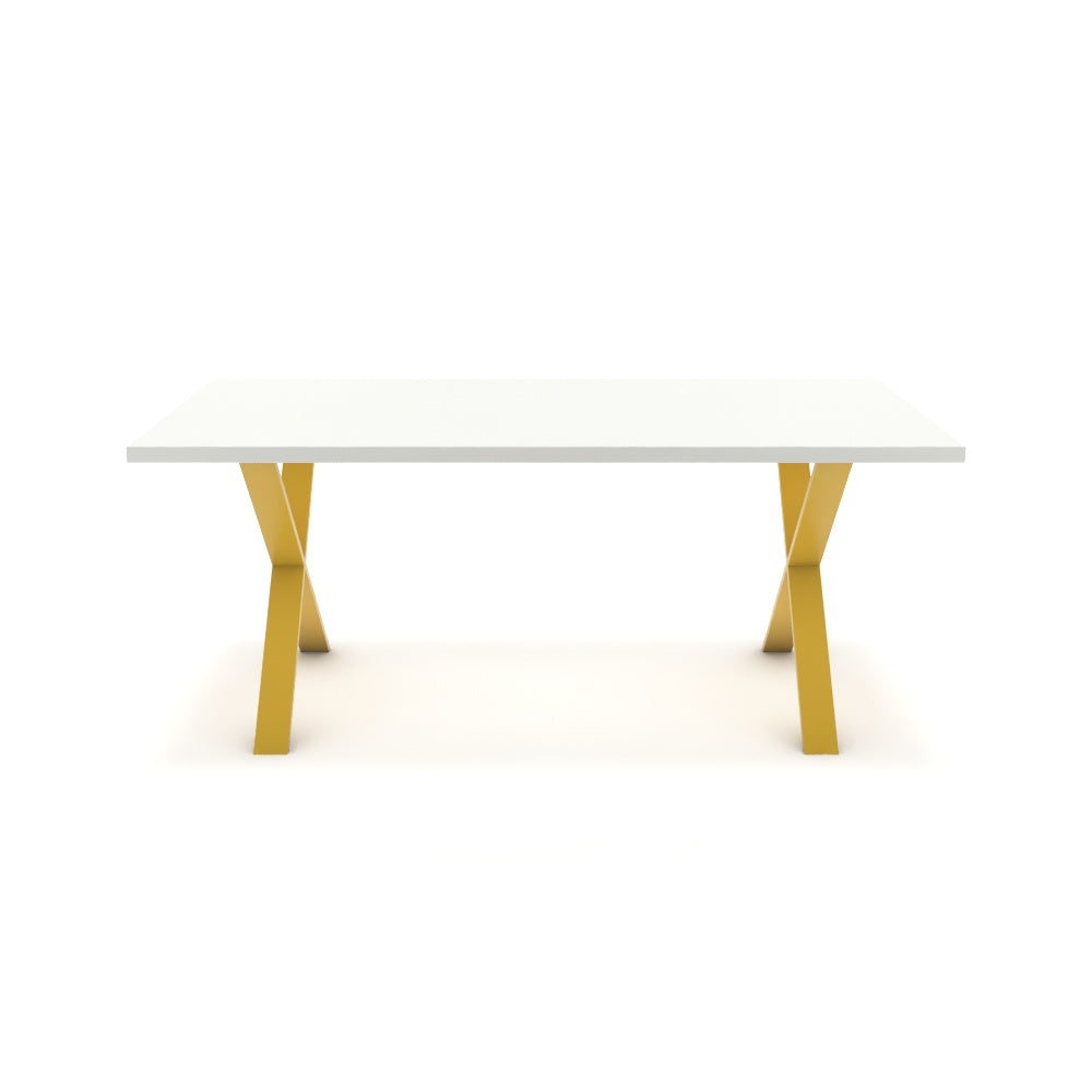 Étkezőasztal - Préma festett arany lábbal - Alpesi fehér, méret: 180x90