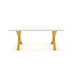 Étkezőasztal - Préma festett arany lábbal - Alpesi fehér, méret: 180x90
