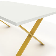 Étkezőasztal - Préma festett arany lábbal - Alpesi fehér, méret: 180x90