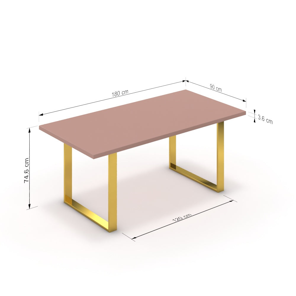 Étkezőasztal - Antara arany lábbal - Antik rózsaszín, méret: 180x90