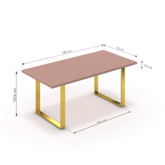 Étkezőasztal - Antara arany lábbal - Antik rózsaszín, méret: 180x90