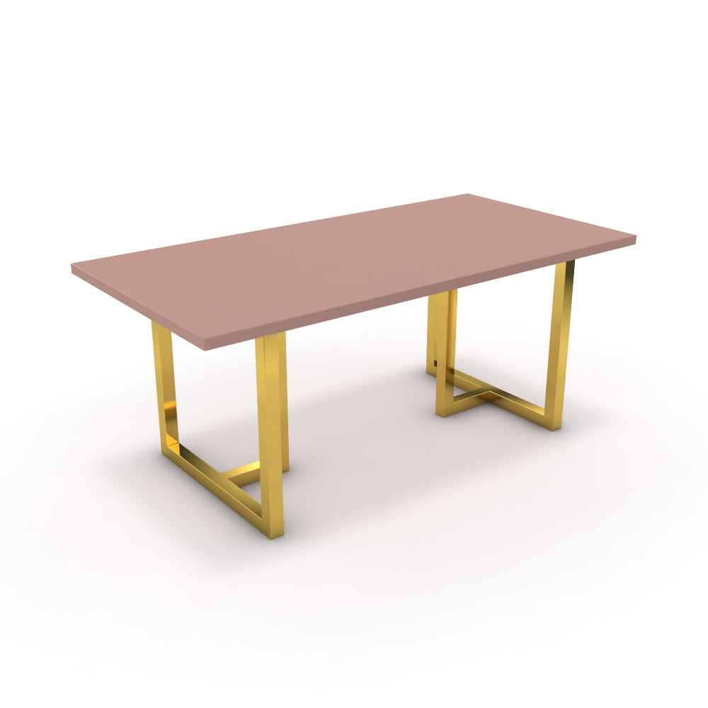 Étkezőasztal - Asara arany lábbal - Antik rózsaszín, méret: 180x90