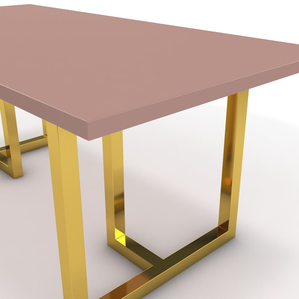 Étkezőasztal - Asara arany lábbal - Antik rózsaszín, méret: 180x90