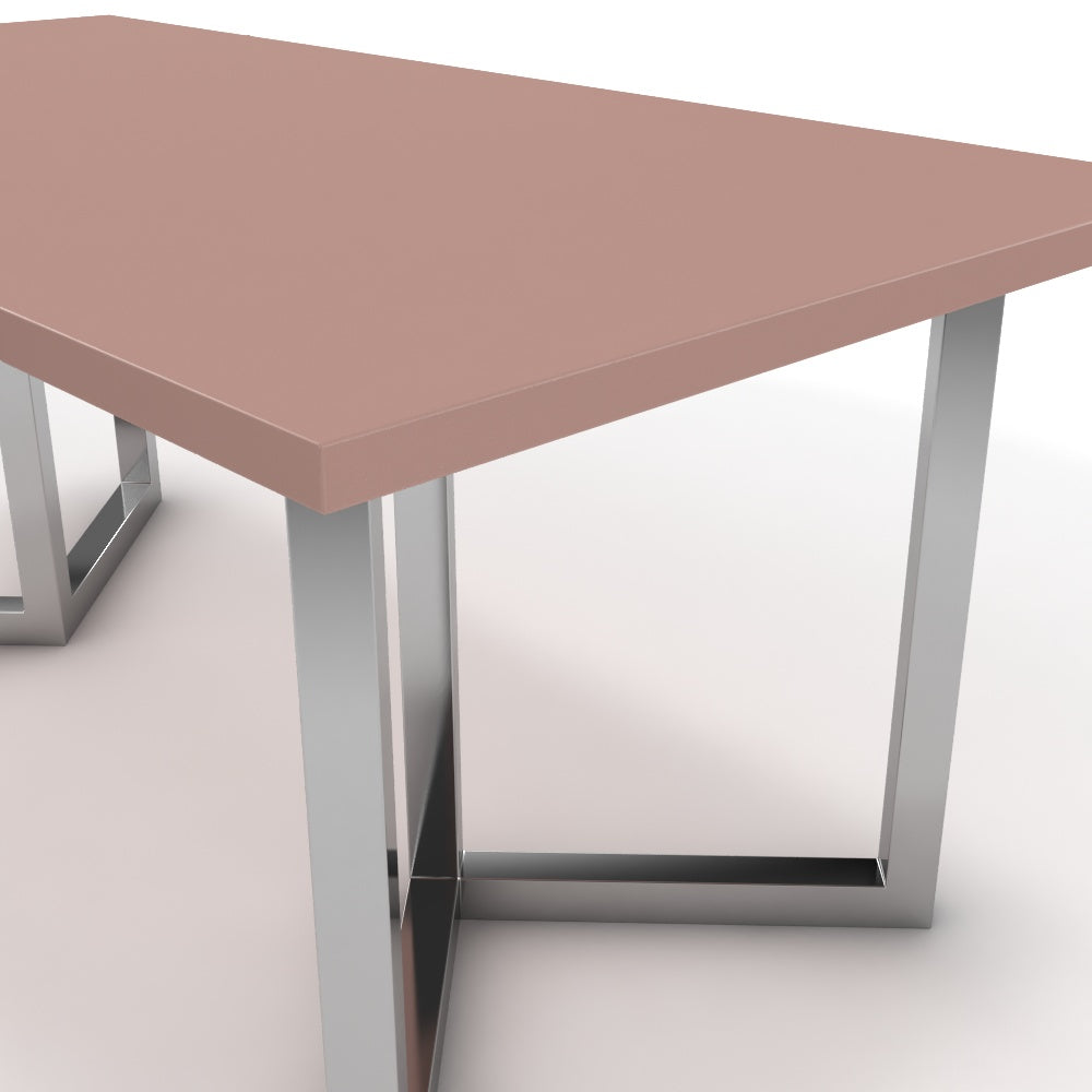 Étkezőasztal - Indra króm lábbal - Antik rózsaszín, méret: 180x90