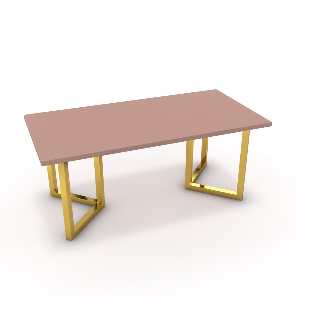 Étkezőasztal - Indra arany lábbal - Antik rózsaszín, méret: 180x90