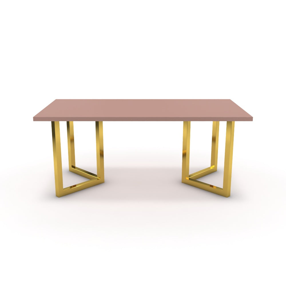 Étkezőasztal - Indra arany lábbal - Antik rózsaszín, méret: 180x90