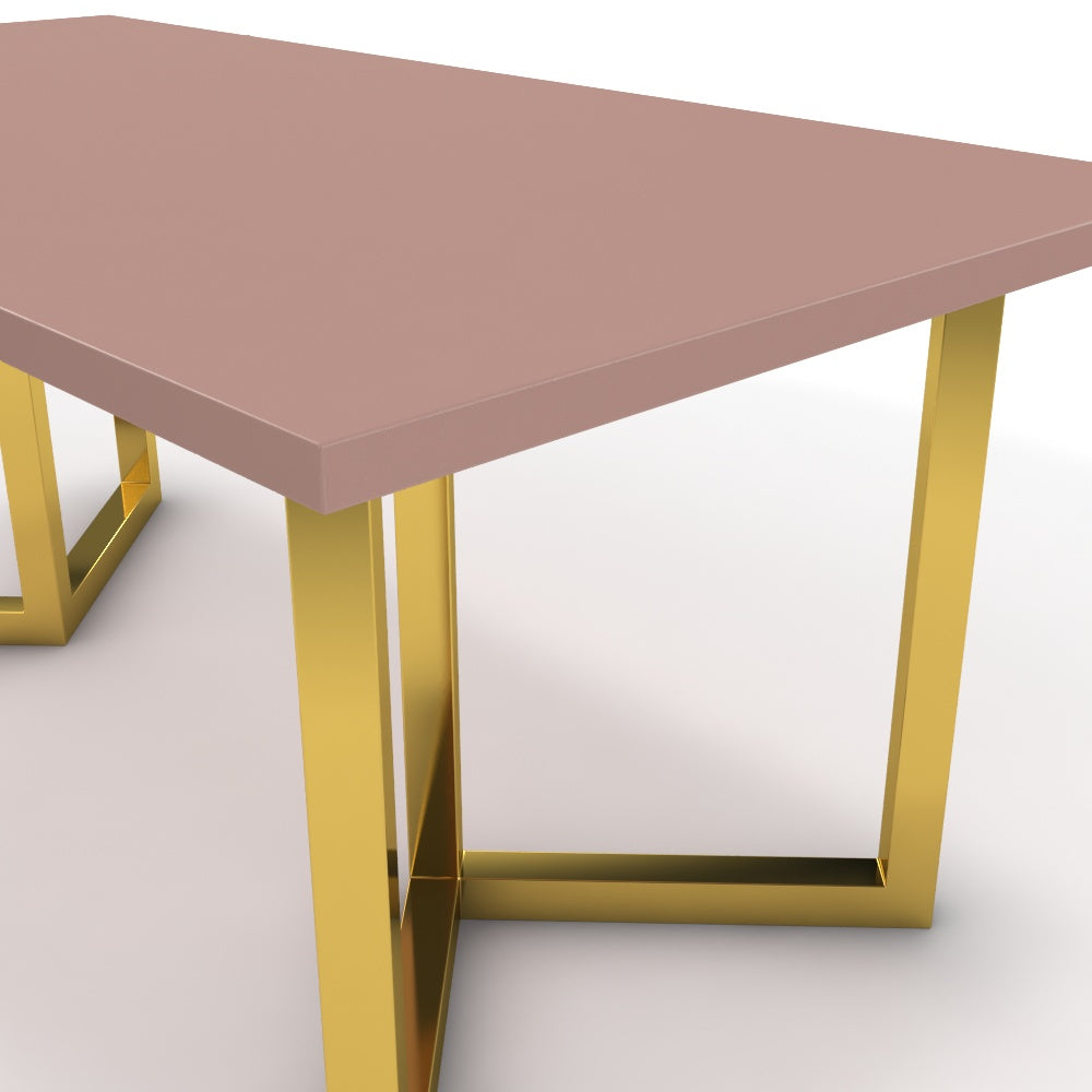 Étkezőasztal - Indra arany lábbal - Antik rózsaszín, méret: 180x90
