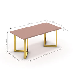 Étkezőasztal - Indra arany lábbal - Antik rózsaszín, méret: 180x90