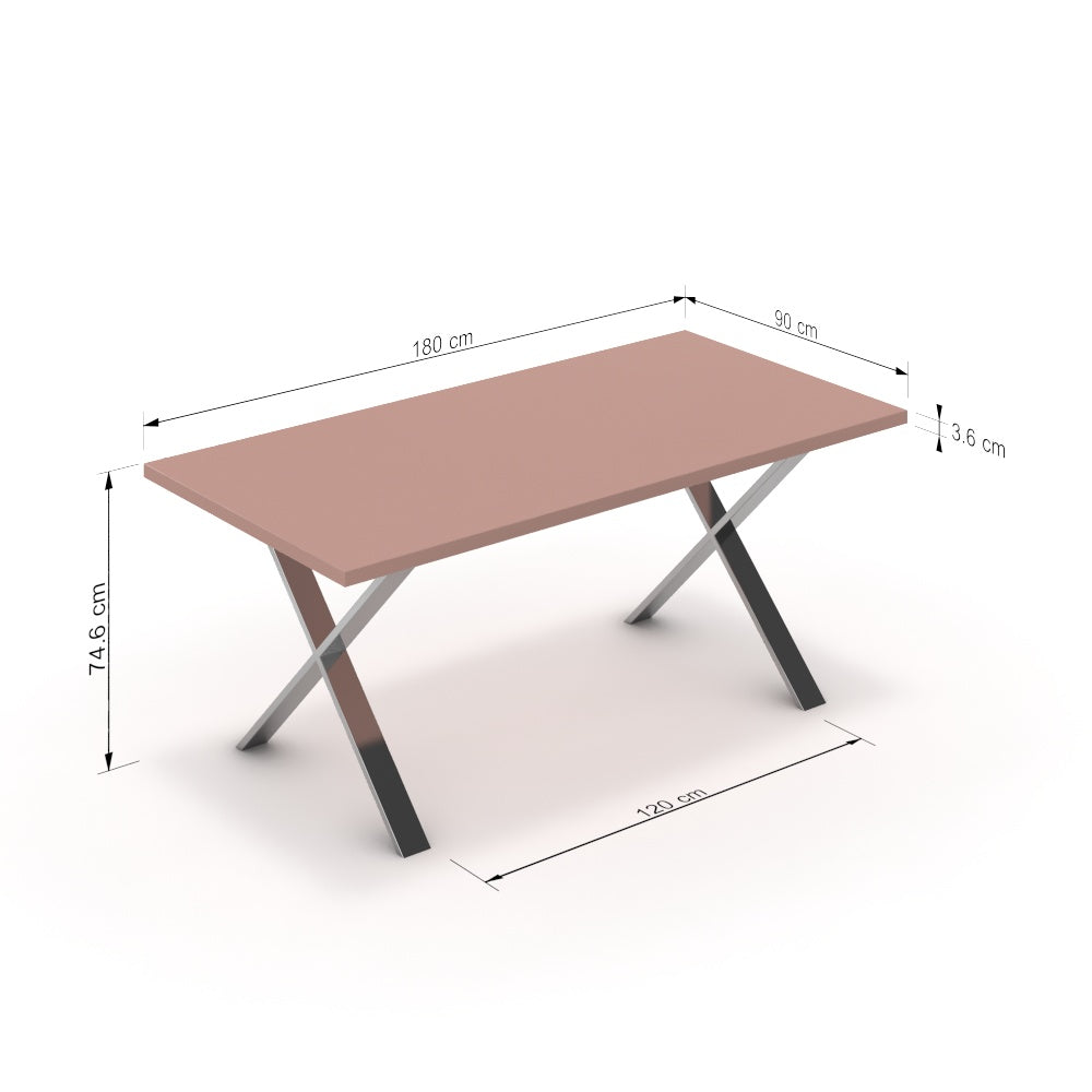 Étkezőasztal - Préma króm lábbal - Antik rózsaszín, méret: 180x90
