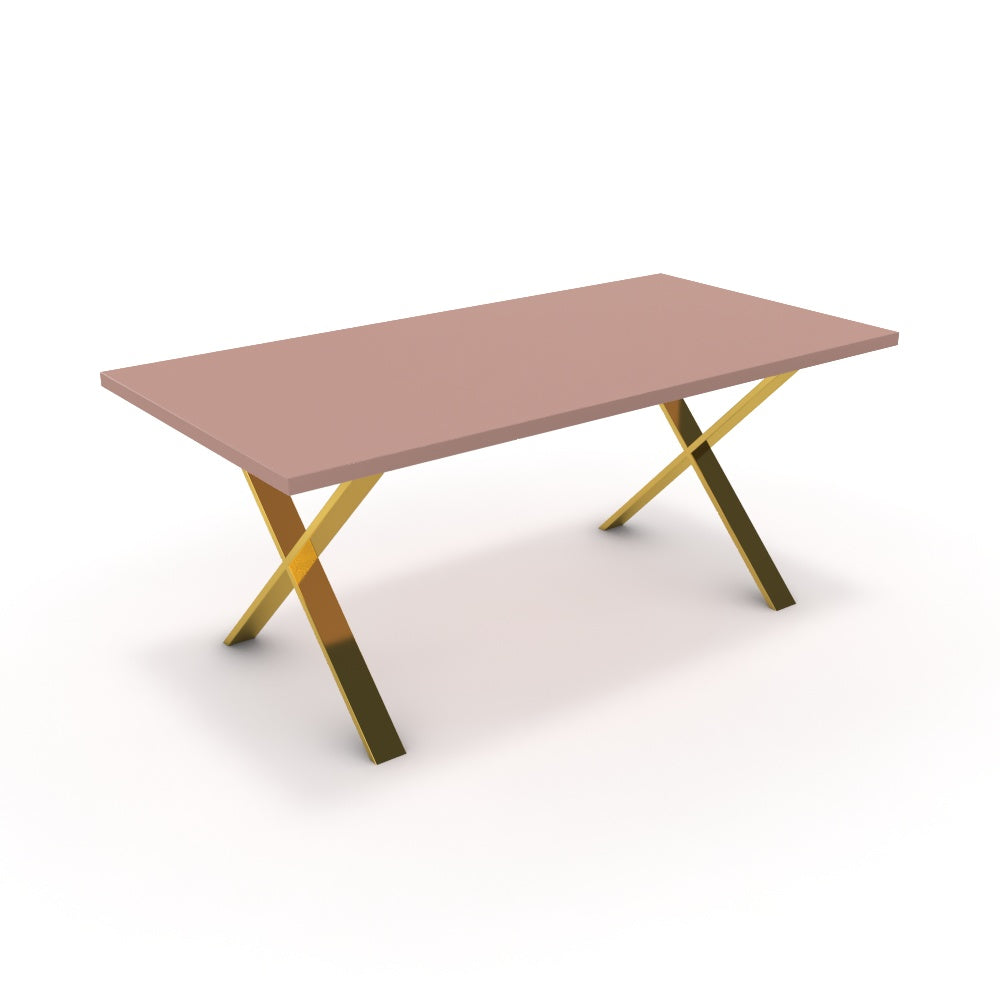Étkezőasztal - Préma arany lábbal - Antik rózsaszín, méret: 180x90