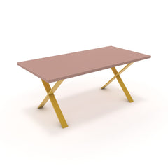 Étkezőasztal - Préma festett arany lábbal - Antik rózsaszín, méret: 180x90