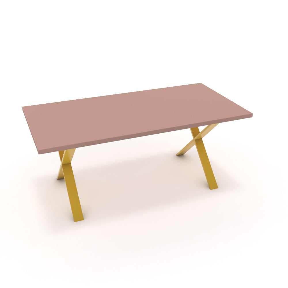 Étkezőasztal - Préma festett arany lábbal - Antik rózsaszín, méret: 180x90