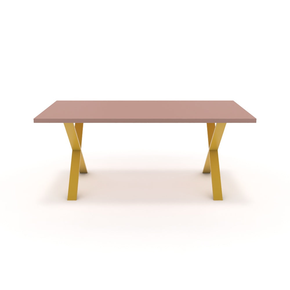 Étkezőasztal - Préma festett arany lábbal - Antik rózsaszín, méret: 180x90