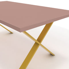 Étkezőasztal - Préma festett arany lábbal - Antik rózsaszín, méret: 180x90