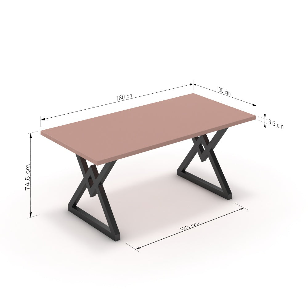 Étkezőasztal - Uttama fekete lábbal - Antik rózsaszín, méret: 180x90