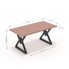 Étkezőasztal - Uttama fekete lábbal - Antik rózsaszín, méret: 180x90
