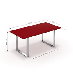Étkezőasztal - Antara króm lábbal - Chilli piros, méret: 180x90