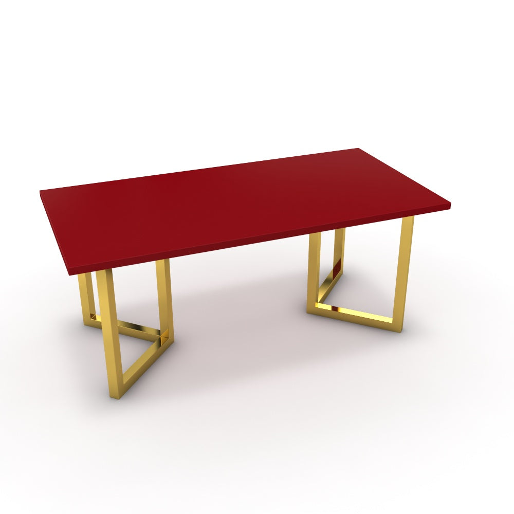 Étkezőasztal - Indra arany lábbal - Chilli piros, méret: 180x90