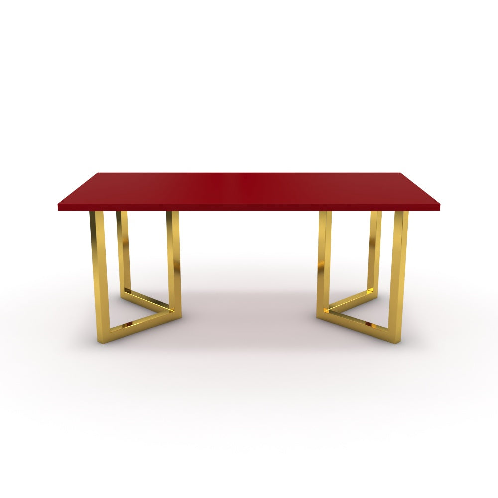 Étkezőasztal - Indra arany lábbal - Chilli piros, méret: 180x90