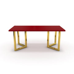 Étkezőasztal - Indra arany lábbal - Chilli piros, méret: 180x90