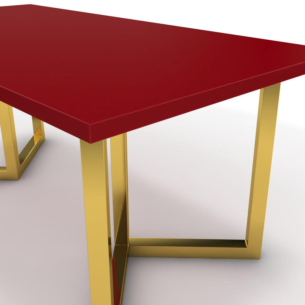 Étkezőasztal - Indra arany lábbal - Chilli piros, méret: 180x90