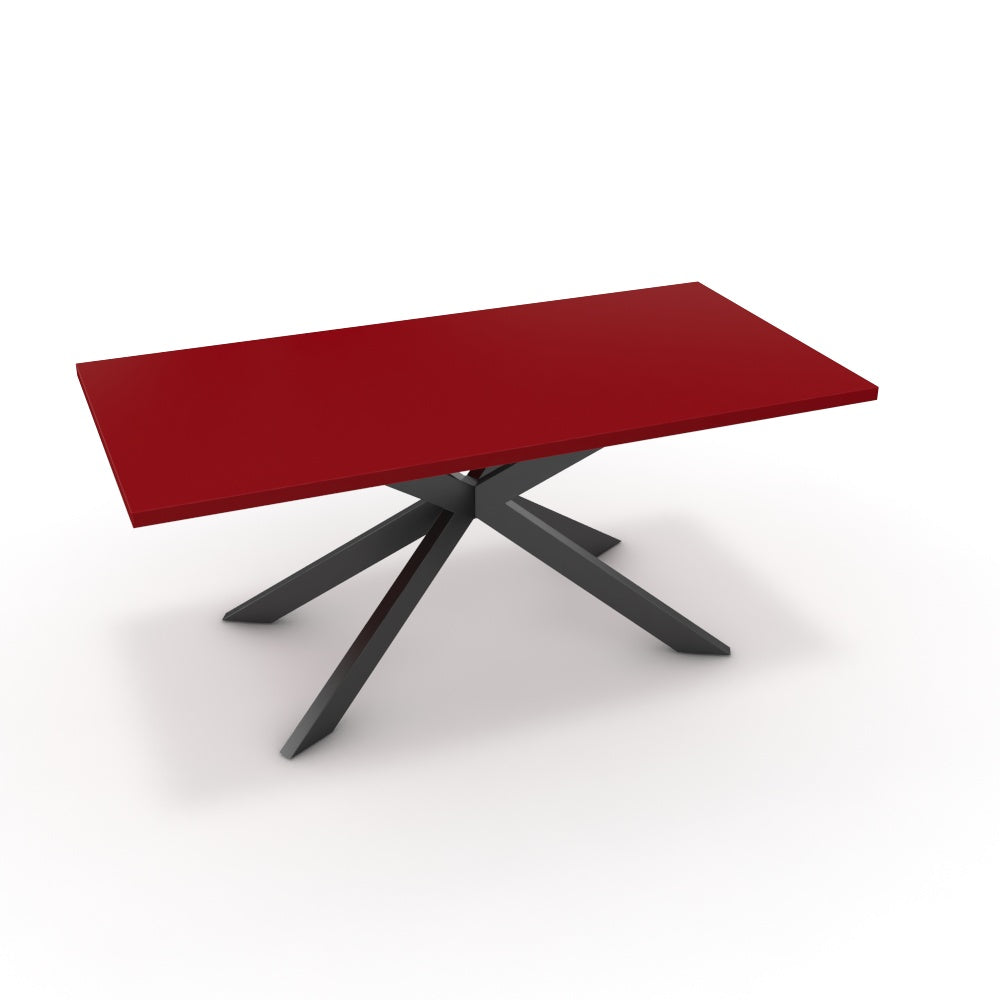 Étkezőasztal - Jama fekete lábbal - Chilli piros, méret: 180x90