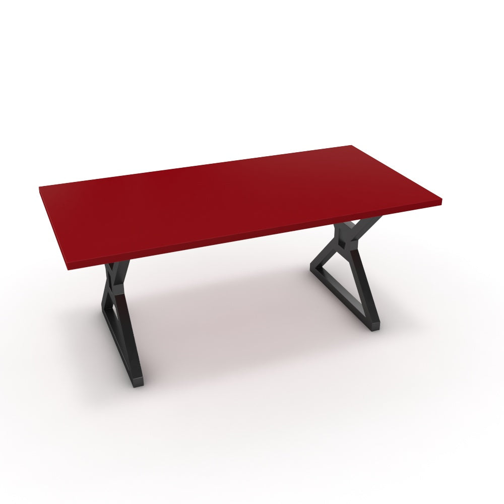 Étkezőasztal - Mandira fekete lábbal - Chilli piros, méret: 180x90