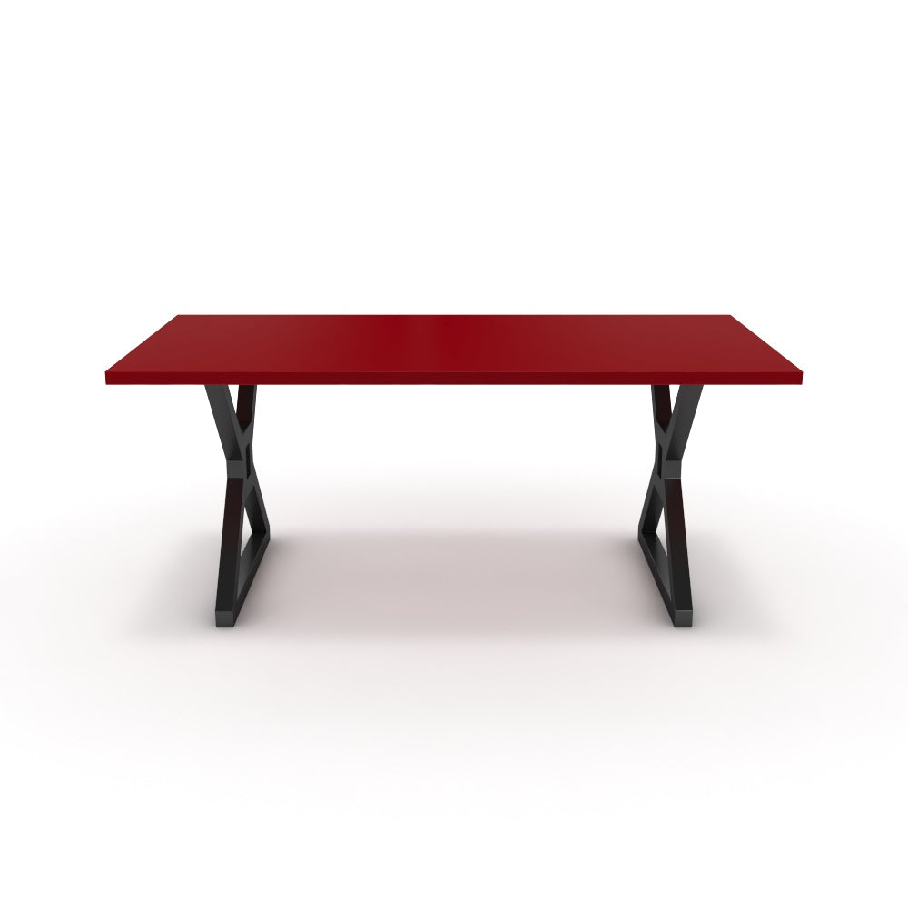 Étkezőasztal - Mandira fekete lábbal - Chilli piros, méret: 180x90