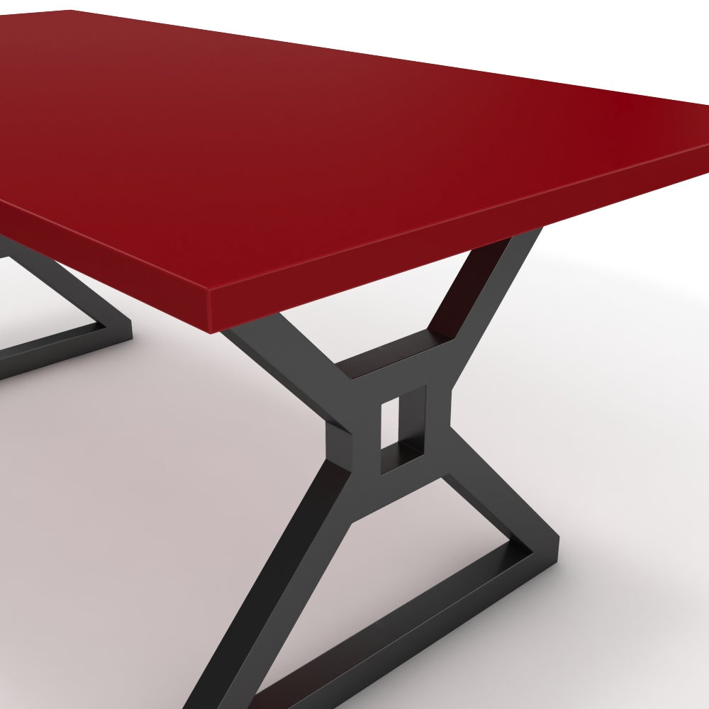 Étkezőasztal - Mandira fekete lábbal - Chilli piros, méret: 180x90