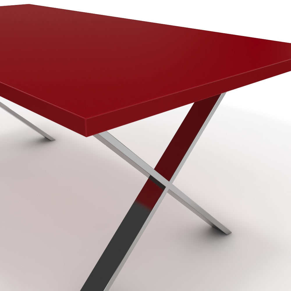 Étkezőasztal - Préma króm lábbal - Chilli piros, méret: 180x90