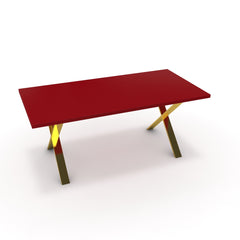 Étkezőasztal - Préma arany lábbal - Chilli piros, méret: 180x90