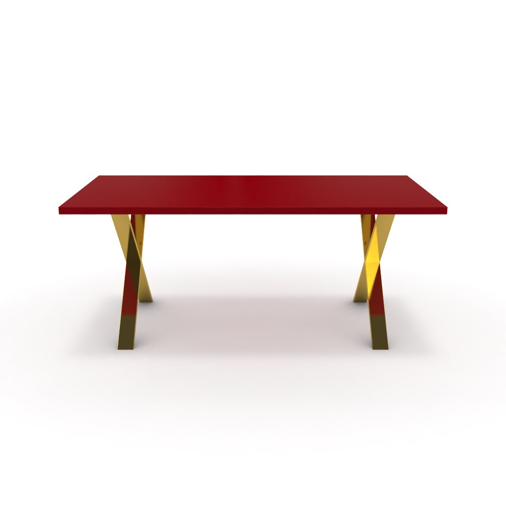 Étkezőasztal - Préma arany lábbal - Chilli piros, méret: 180x90