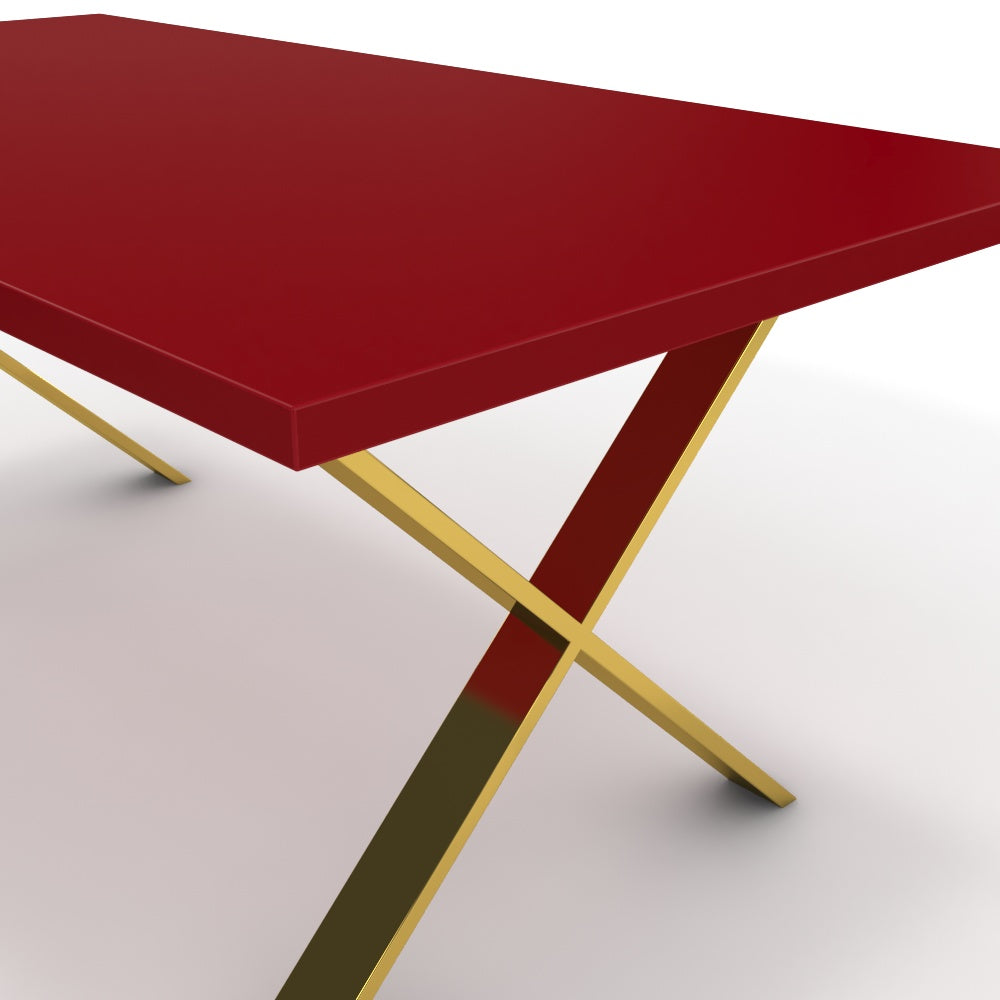Étkezőasztal - Préma arany lábbal - Chilli piros, méret: 180x90