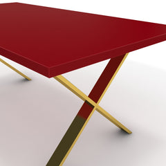 Étkezőasztal - Préma arany lábbal - Chilli piros, méret: 180x90