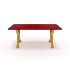Étkezőasztal - Préma festett arany lábbal - Chilli piros, méret: 180x90